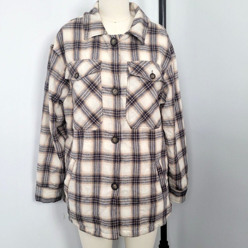 Canyon Creek Sherpa Lined Plaid Flannel Shacket Jacket Cozy Cabincore